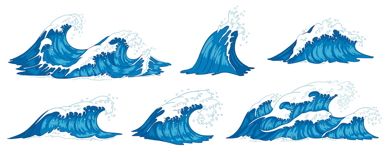 Wave clipart ocean waves raging sea water wave vintage storm waves ripples tides