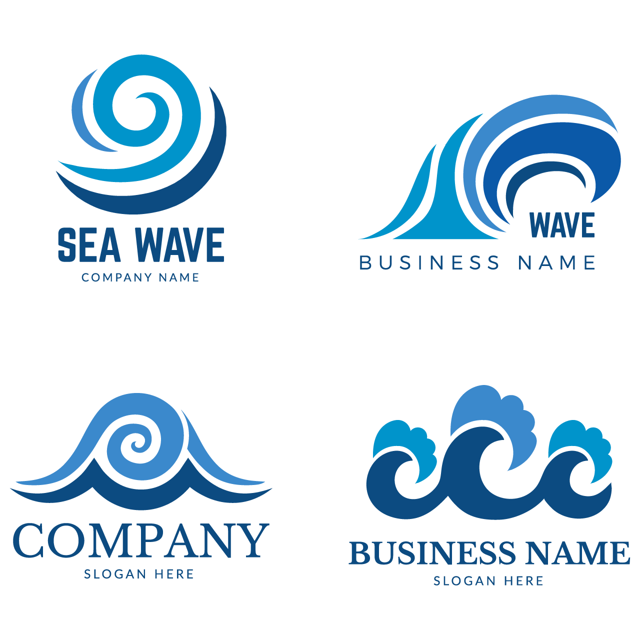 Wave logo graphic symbols ocean flowing sea water stylized business identity water wave logo transparent background png
