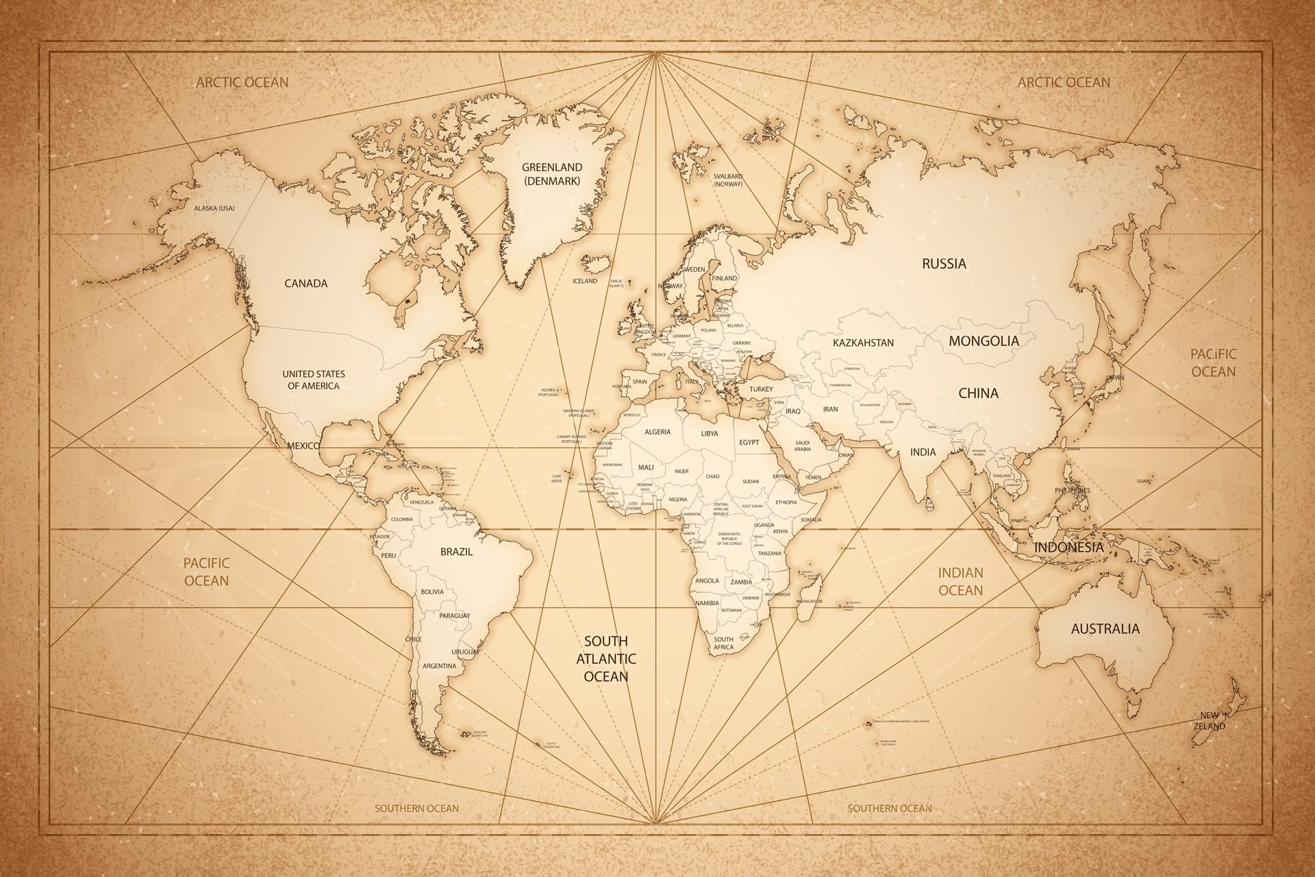 Drawing concept vintage world map