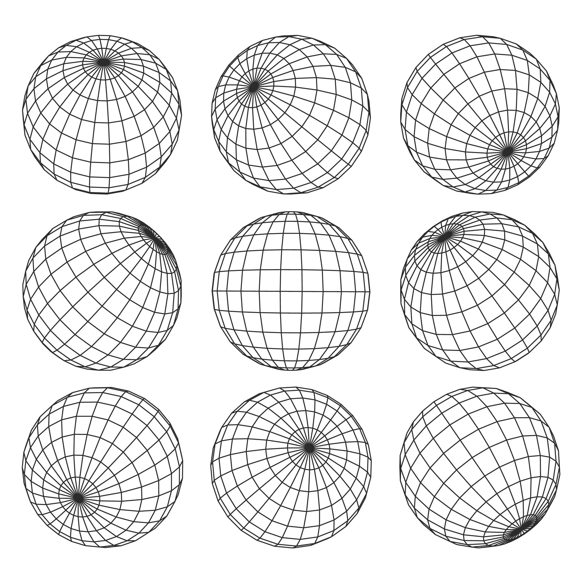 Globe grid sphere wires earth network isolated set