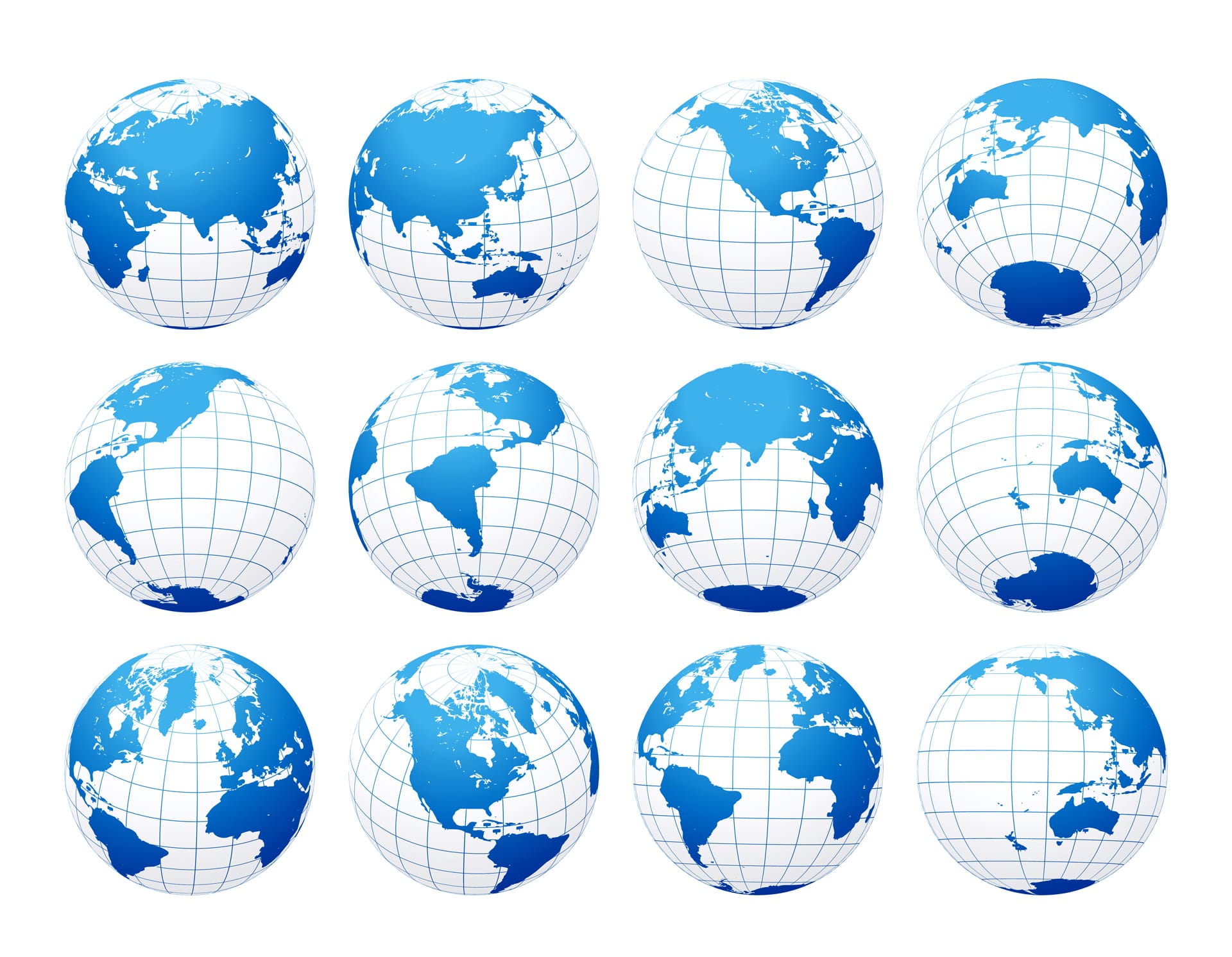 Globe symbols circle forms world round shapes identity stylized icon