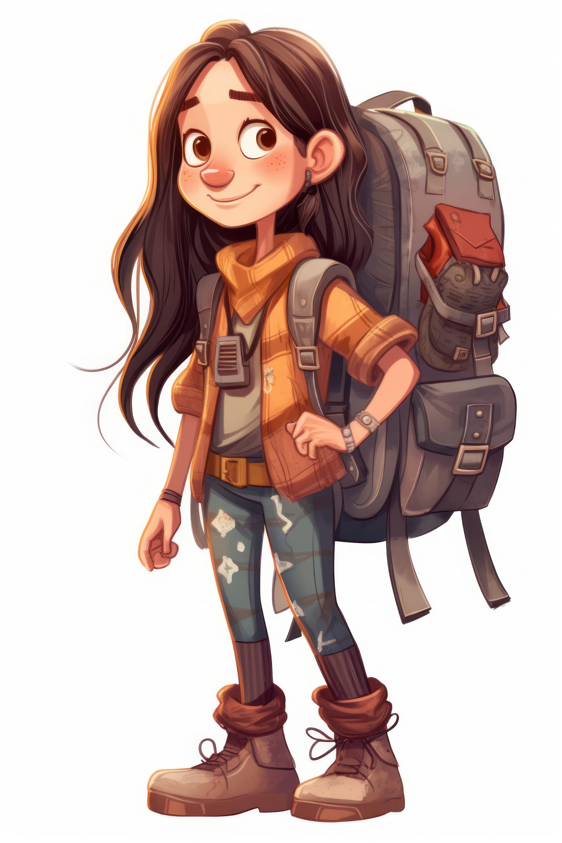 Little girl with backpack illustration adventure image
