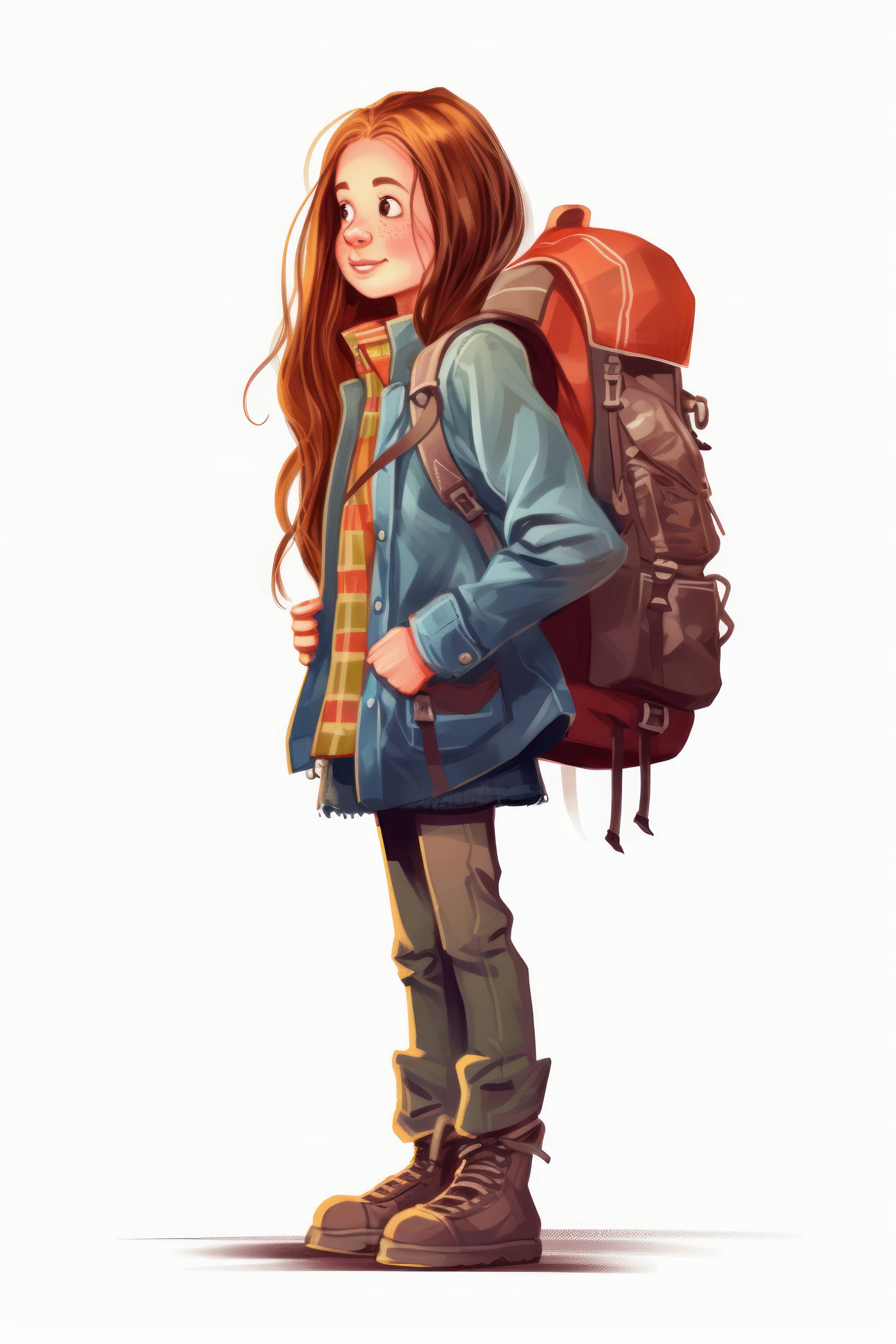 Little girl with backpack illustration adventure picture