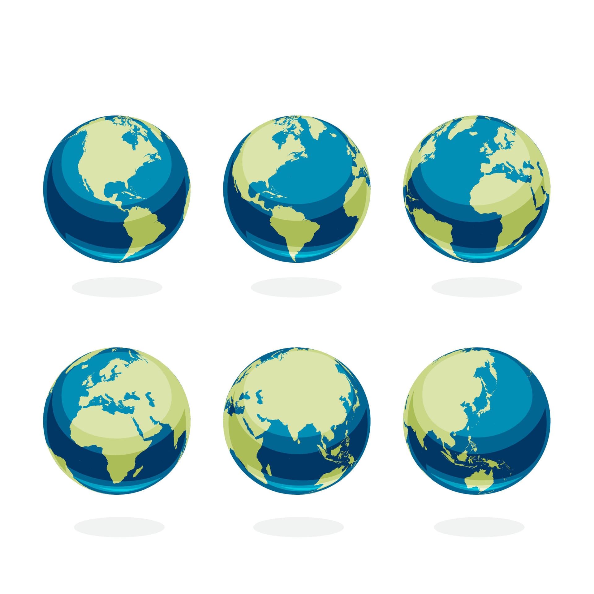 Set six earth globes world clipart