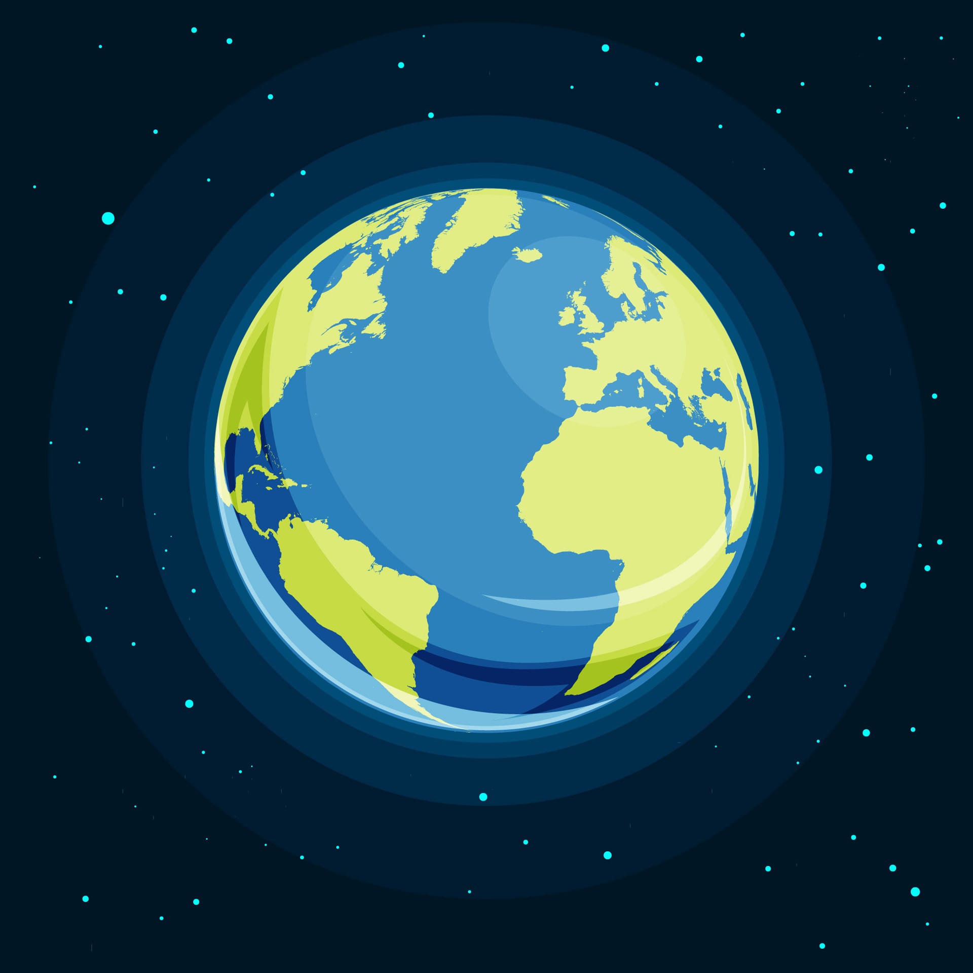 Space with planet earth flat design