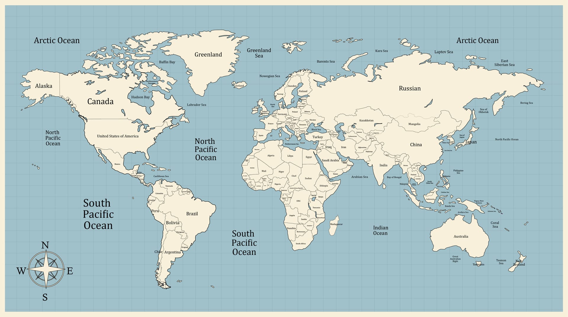 Vintage theme world map